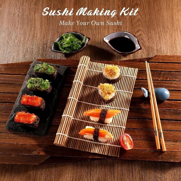 NEW Delamu 20-in-1 Sushi Making Kit Bazooka Roller Set Bamboo Mat Knife Chopstic - Picture 7 of 8